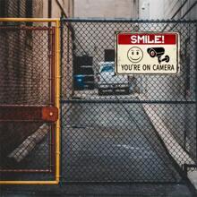 1 Peça Placa de Madeira Vintage "Sorria, Você Está na Câmera" para Casa, Negócios, Alerta de Entrada, CCTV, Sinais de Vigilância de Vídeo Externa