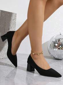 5 cm Décolleté con tacco largo, punta affusolata, in morbida pelle, traspirante, moda casual, scarpe eleganti con tacco medio nero per donne - nero - Visualizzare 4