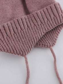 1 件婴儿绒球无檐小便帽，舒适针织冬季温暖心形可爱帽子，适合儿童，户外配饰，适合 1-3 岁 - 愛心 - 查看 5