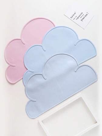 1pc Pet Cat Dog Solid Cloud Silicone Placemat, Creative Anti-Slip Water-Resistant Non-Oily Easy-Clean Bowl Mat Pad, Suitable For Daily Use
