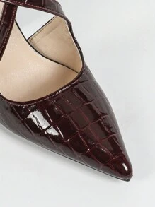 Chunky Heel Peep Toe Hollow-Out High Heel Shoes, Pointed Toe Pumps