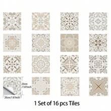 16pcs Mandala Pattern Tile Decals, Self-Adhesive Waterproof And Oil-Resistant PVC Stickers For Kitchen - Multicolor - View 14