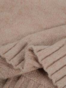 Plus Size Casual Loose Cowl Neck Drawstring Knit Sweater, For Winter - Khaki - View 6