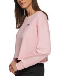 DKNY Sport Womens Metallic Logo Cropped Sweatshirt - 開花 - 查看 1