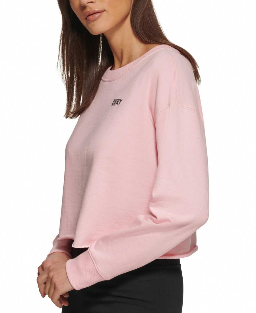 DKNY Sport Womens Metallic Logo Cropped Sweatshirt - 開花 - 查看 1