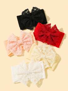 5 件装女婴头带，婴儿蝴蝶结蕾丝发饰，公主发夹，爱心情人节 - 彩色 - 查看 5