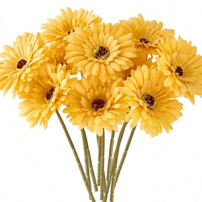 6/12 bông hoa cúc châu Phi nhân tạo, hoa cúc châu Phi bằng lụa, hoa cúc châu Phi giả, hoa hướng dương giả, bó hoa nhân tạo số lượng lớn, thích hợp cho bó hoa cưới, tiệc tùng, trang trí nhà bếp, trang trí sân vườn, cây cảnh ngoài trời, làm vườn, hoa nhân tạo, trang trí mùa thu