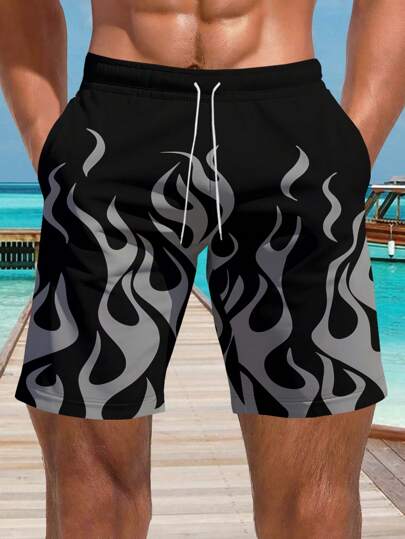Men's 3D Hawaiian Print Beach Shorts, Summer,Hawaiian