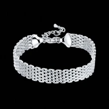 Hot New 925 Sterling Silver Plated Bracelets For Women Exquisite Fashion Weaving Chain Fashion Wedding Party Christmas Gifts Jewelry
