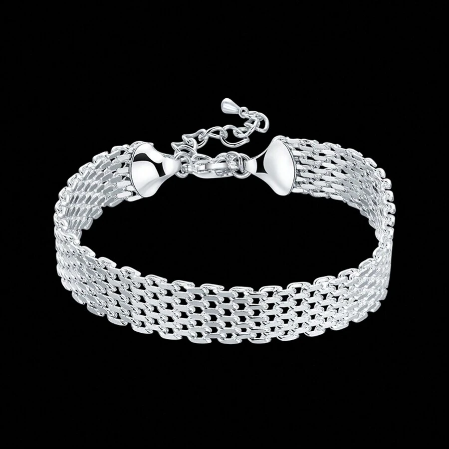 Hot New 925 Sterling Silver Plated Bracelets For Women Exquisite Fashion Weaving Chain Fashion Wedding Party Christmas Gifts Jewelry