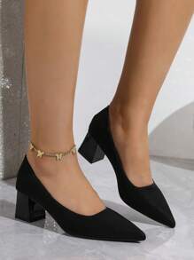 5 cm Décolleté con tacco largo, punta affusolata, in morbida pelle, traspirante, moda casual, scarpe eleganti con tacco medio nero per donne - nero - Visualizzare 3