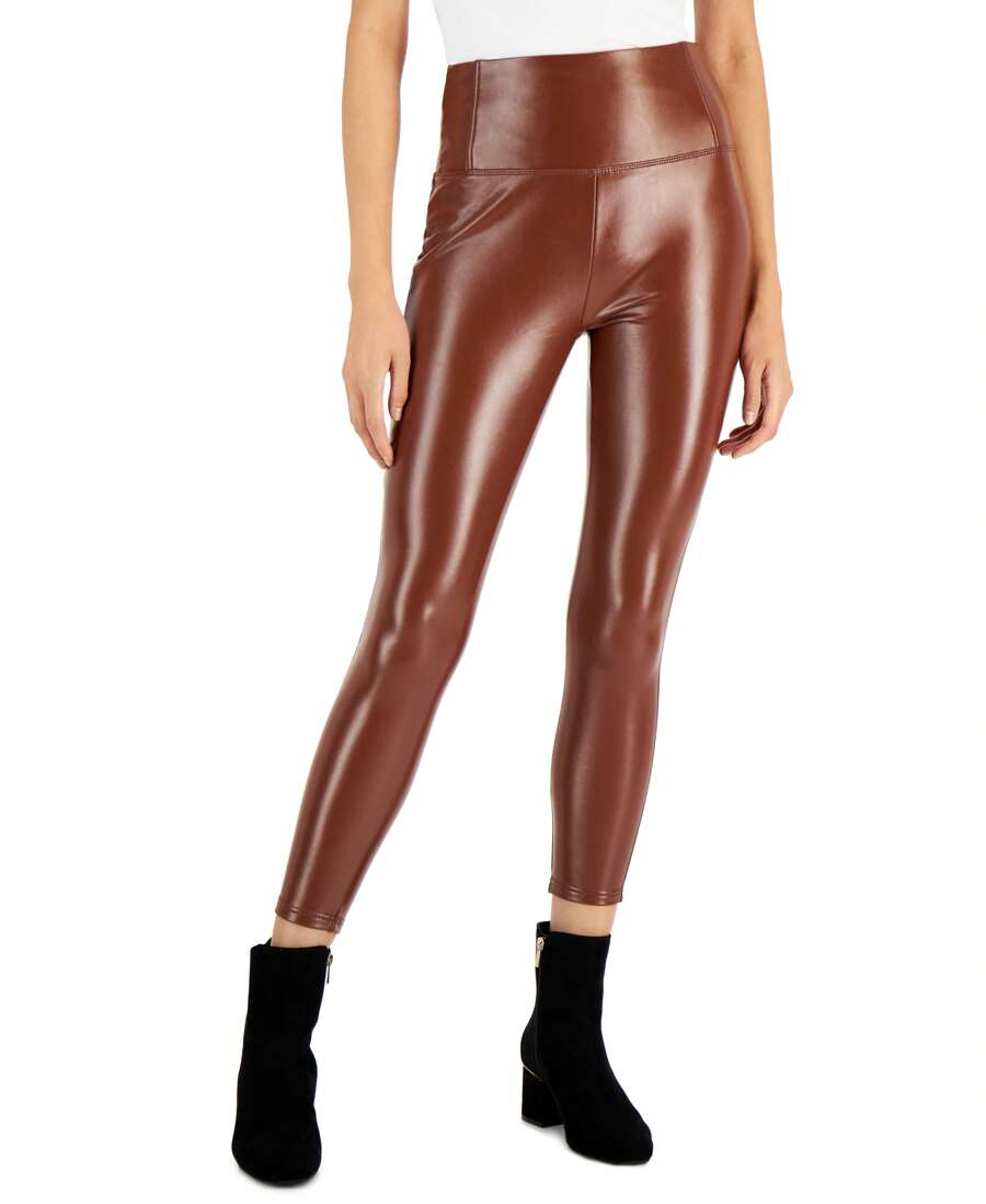 Petite Faux-Leather Leggings - 棕色 - 查看 1