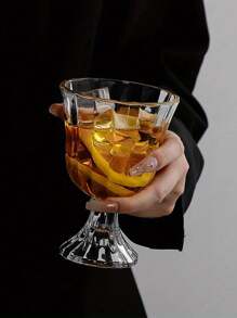 1 件复古风格花卉玻璃高脚杯，香槟/葡萄酒/饮料杯