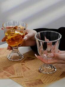 1 件复古风格花卉玻璃高脚杯，香槟/葡萄酒/饮料杯