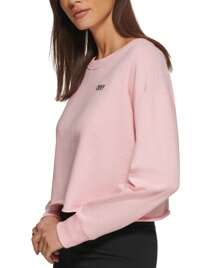 DKNY Sport Womens Metallic Logo Cropped Sweatshirt - 開花 - 查看 2