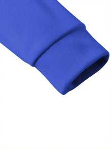 2Pcs Womens Spring Fall Sportswear Solid Color Hooded Long Sleeves Sweatshirt Drawstring Slacks Set Streetwear - Blue - View 6
