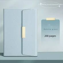 Cuaderno de negocios plegable con logo personalizable, tapa, caja de regalo, diario de reuniones de oficina, juego de útiles escolares - verde claro - Ver 9