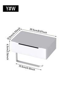 1个壁挂式卫生纸架，白色/黑色，免钻孔卫生纸卷分配器，带手机支架的纸巾盒，现代浴室配件，浴室用品，浴室工具