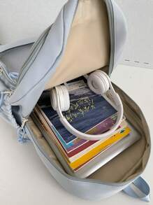 حقيبة ظهر نسائية باللون الوردي، حقيبة ظهر شفافة أنيقة من تصميم اللحف العشوائي، حقيبة نايلون كاجوال سعة كبيرة للسفر، حقيبة أنثوية هاراجوكو (مع خلاصة نجمة خماسية اللون عشوائي وبطاقة) - متعدد الألوان - مشاهدة 13