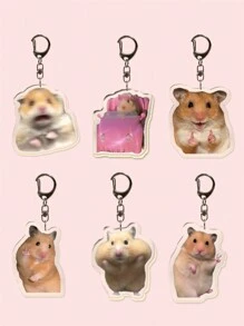 6 peças de chaveiro com pingente de acrílico criativo com tema de hamster fofo e engraçado, hamster, batata-doce, acessórios para bolsas, acessórios para mochilas escolares, pingente para bolsa. Acessório para bolsa do dia a dia, pingente para bolsa, cordão, porta-chaves. Ideal para namorados, namoradas, familiares, médicos, enfermeiros, presentes para festas, decorações para celular e muito mais. Acessórios para carro com animais.