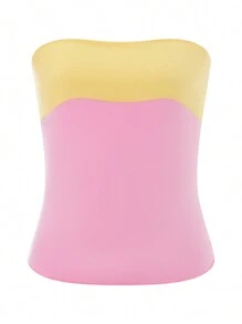 Women's Summer Tube Tops Sleeveless Strapless Contrast Color Bandeau Crop Tops Reversible Shirts