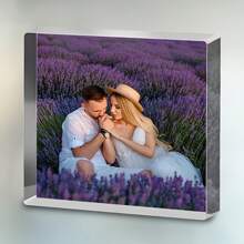 1pc Custom Acrylic Photo Block - Personalized Couple & Family Portrait Display, Perfect Gift For Friends & Family, Romantic Elegant Keepsake, No Power Needed, Ideal For Home Decor & Christmas, Valentine's Day