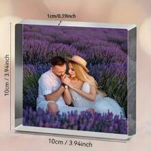 1pc Custom Acrylic Photo Block - Personalized Couple & Family Portrait Display, Perfect Gift For Friends & Family, Romantic Elegant Keepsake, No Power Needed, Ideal For Home Decor & Christmas, Valentine's Day