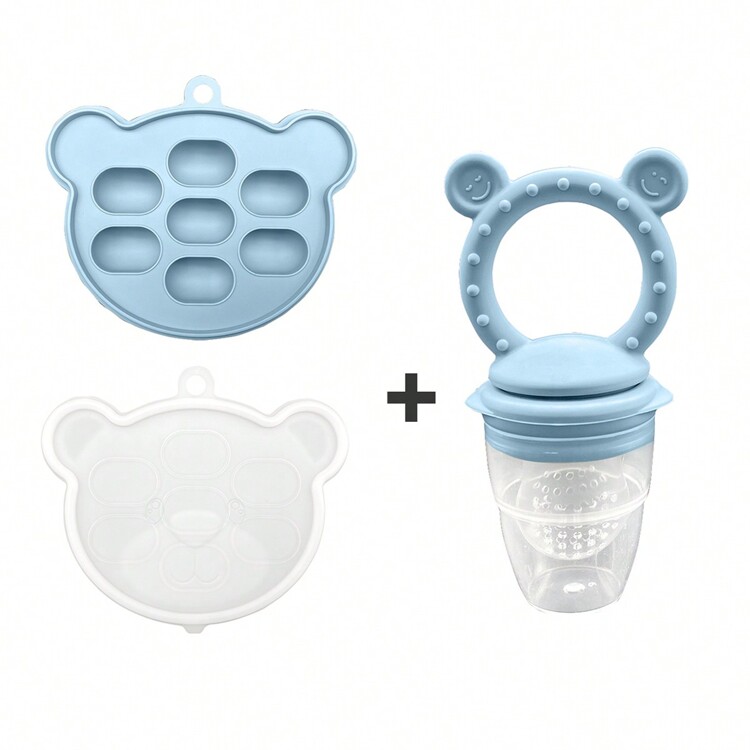 1pc Smile Chew Toy With 1pc Silicone Baby Food Container With Lid, Fruit & Vegetable Feeding Set Includes Teether, Feeding Tools And Baby Chew Stick - Multicolor - View 15