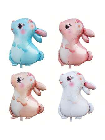 1pc Cute Inflatable Rabbit Balloon, Rechargeable And Reusable, Suitable For Various Event Decoration Settings Such As Indoor, Outdoor, Living Room, Bedroom, Birthday Party Themes, Holiday Decor