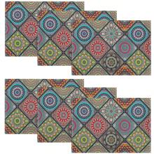 1pc/4pcs/6pcs Bohemian Mandala Placemats, Mexican Traditional Pattern And Geometric Grid, Bohemian Flowers, Washable Table Mats For Dining, Kitchen, Party