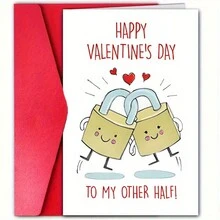 1 pièce Carte de vœux avec cadenas en papier et enveloppe pour la Saint-Valentin - Carte romantique polyvalente pour mari, femme, petit ami, petite amie - Idéal pour les anniversaires et Thanksgiving - multicolore - Voir 1