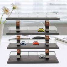 4-Tiers Model Car Display Case, 1/64 Scale Hot Diecast Wheels Display Case Toy Car Storage, Small Parking Garage Diorama Birthday Presents