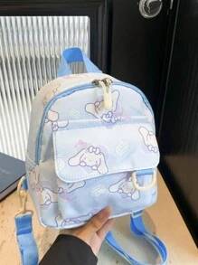 Sanrio Zaino stampato con personaggi dei cartoni animati Hello Kitty, Kuromi, Cinnamoroll, un pezzo, borsa da viaggio casual per donne