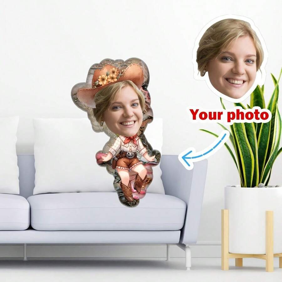 1 件可定制 3D 人形枕头,带拉链个性化照片套,由可洗涤纶套和填充物制成,多用途装饰头枕,适用于家庭和汽车装饰 - 上傳圖片定制 - 查看 1