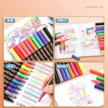 8 Colors Outline Pen Set, Double Line Marker Pens For DIY Journaling, Highlighter Fluorescent Pen, Drawing/Art Class/Graffiti - one-size - View 3