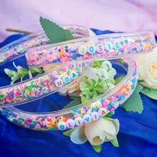 1pc Heart-Shaped Customized Letter Sequin Headband, Christmas Gift For Girls, Personalized Transparent Hair Accessory - Letter Headband - View 7