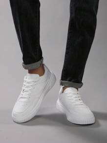 Dames veterschoenen met strepen in wit met hoge bovenkant, minimalistische stijl, ademende sportschoenen, comfortabele lichtgewicht, modieuze casual wandelschoenen, veelzijdige outdoor chunky platform skateschoenen