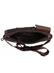 男士新款工地摆摊换包大容量多功能防水耐磨胸包斜挎包男士包包男士礼物圣诞假期冬季圣诞礼物旅行旅行必备品爸爸礼物男朋友礼物复古节日必备品腰包包棕色包复古学院风运动生活 - 棕色 - 查看 4