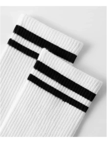 1/3/5/8/10 双男女通用长筒袜，黑白，吸湿排汗，透气，简约优雅，适合所有季节