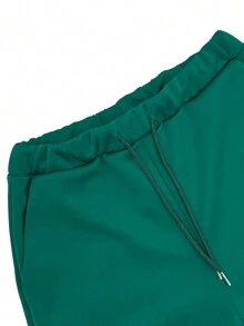 Damskie spodnie w kratę casualowe ze swetrem z okrągłym dekoltem, dzianina poliestrowa, wygodny krój z kieszeniami, odpowiednie na jesienno-zimowy styl kurortowy