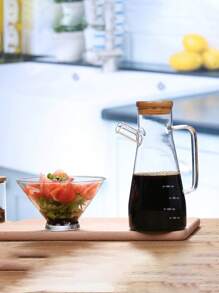 1 Stück Borosilikatglas Ölflasche mit Silikondüse und Bambuskappe, großes Fassungsvermögen, transparent, lebensmittelsicherer Gewürzflasche mit Skalierung - Verschiedenfarbig - Übersicht 6