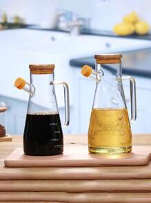 1 Stück Borosilikatglas Ölflasche mit Silikondüse und Bambuskappe, großes Fassungsvermögen, transparent, lebensmittelsicherer Gewürzflasche mit Skalierung - Verschiedenfarbig - Übersicht 5