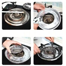 Set de 10 piezas de cubiertas desechables de aluminio para quemadores de estufas de gas, cubiertas protectoras resistentes a altas temperaturas adecuadas para estufas de gas, utensilios de cocina y cocinas del hogar (color aleatorio) - Multicolor - Ver 6