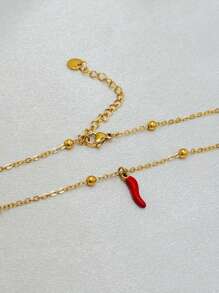1pc Minimalist Chili Pepper Necklace, Stainless Steel Material With Vacuum Plating, Long-Lasting Color