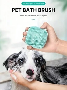 2支装宠物清洁刷，内置洗发水分配器，柔软刷毛，可用于梳理和按摩犬猫，易于使用和清洁。 - 彩色 - 查看 4