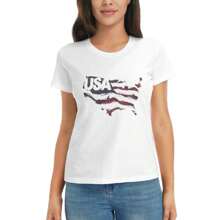 Ma'am Usa Round Neck Short Sleeved T-Shirt