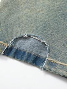 Men's Fashionable Versatile Retro Wide Leg Loose Fit Jeans - Yellow - View 4