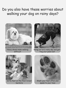 4 件套粉色卡通狗硅胶雨靴，防水宠物鞋，适合金毛猎犬、拉布拉多犬和小型/中型犬 - 粉色 - 查看 4