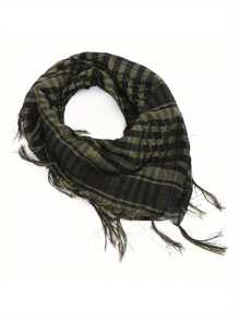 Bufanda militar de invierno para hombre y mujer, resistente al viento, estilo hijab musulmán, shemagh, chal táctico, keffiyeh árabe, bufandas de algodón de moda para mujer - Blanco y Negro - Ver 4