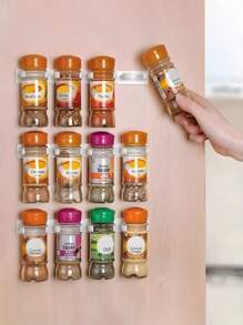 1/2/4pcs Set Condiment Jar Organizer Rack, Kitchen Spice Bottle Storage Holder, Wall Mounted Or Cabinet Door Clamp Design - Multicolor - View 10